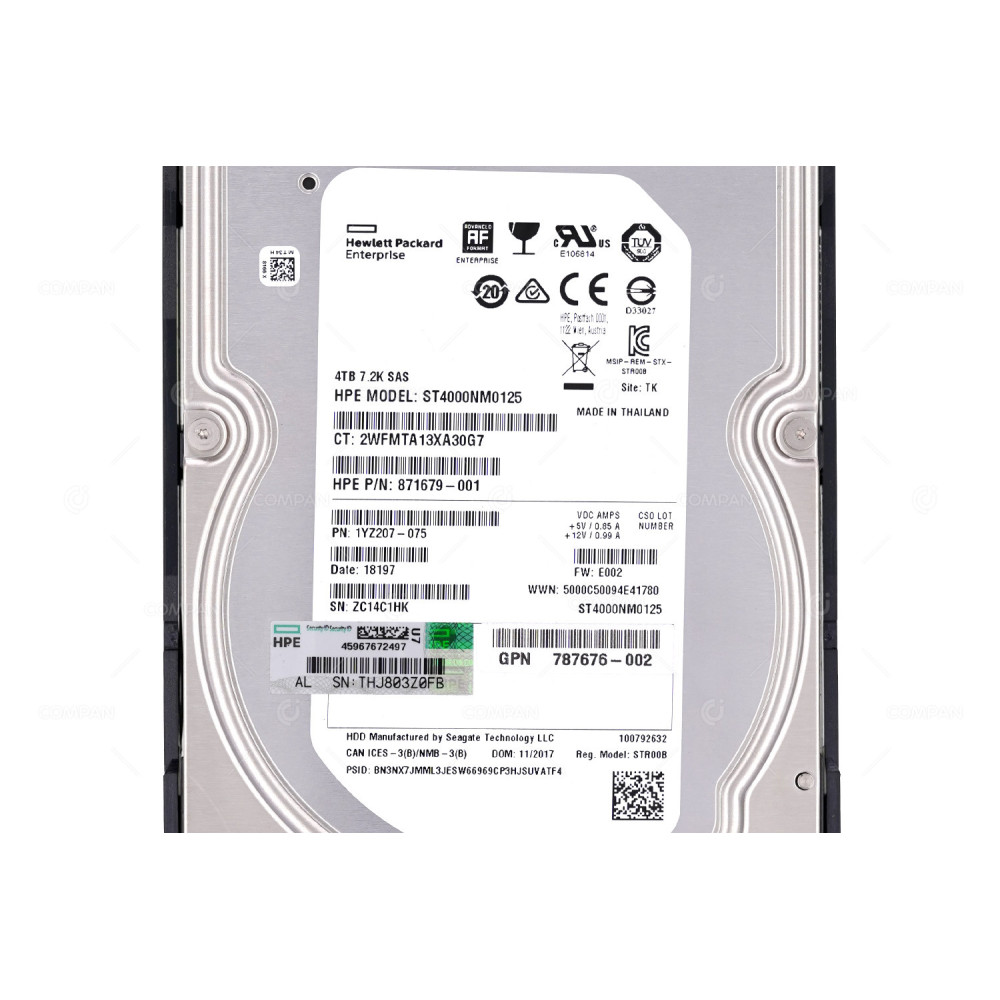 801557-001  HP HDD 4TB 7.2K SAS 12G 3.5" LFF FOR MSA STORAGE